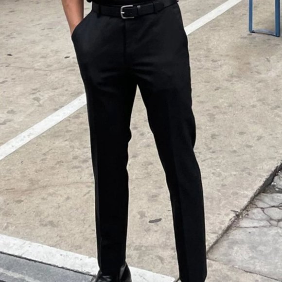 Black Mens Slant Suit Pants - Picture 4 of 4